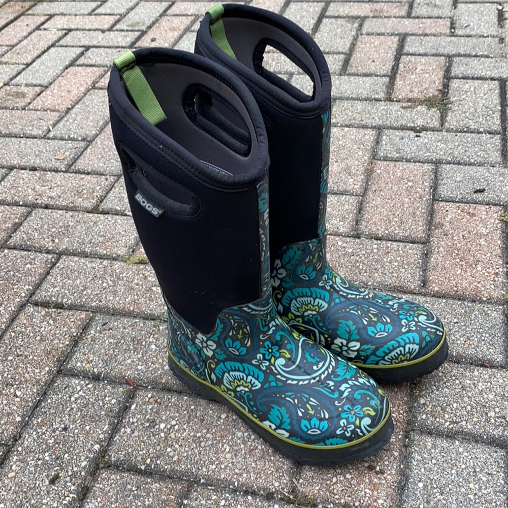 Bogs Blue and Green Winter Rain Boots